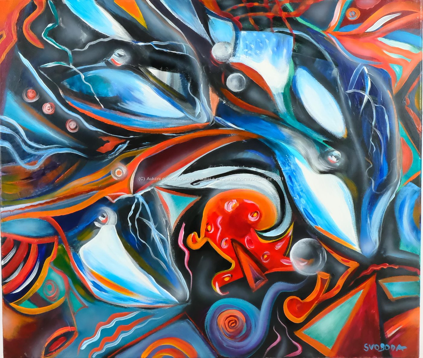 Orcas 2021 akryl 60 x 70 cm